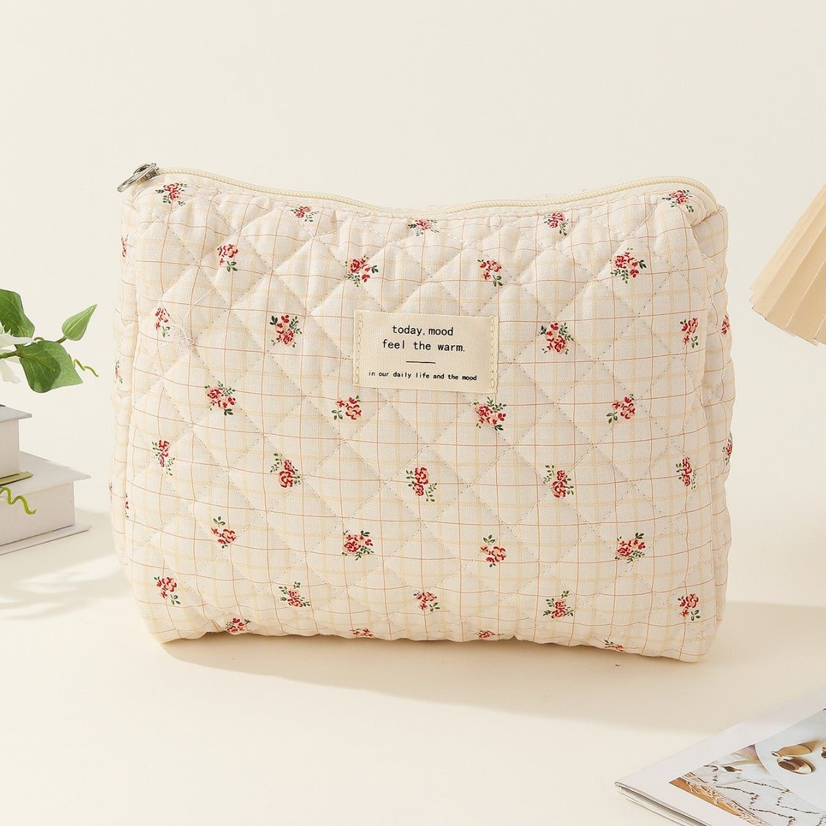 Liner Small Floral Storage Carrying Quilted Cosmetic Bags