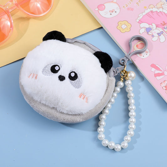 Pearl Chain Cartoon Animal Pendant Storage Coin Purses