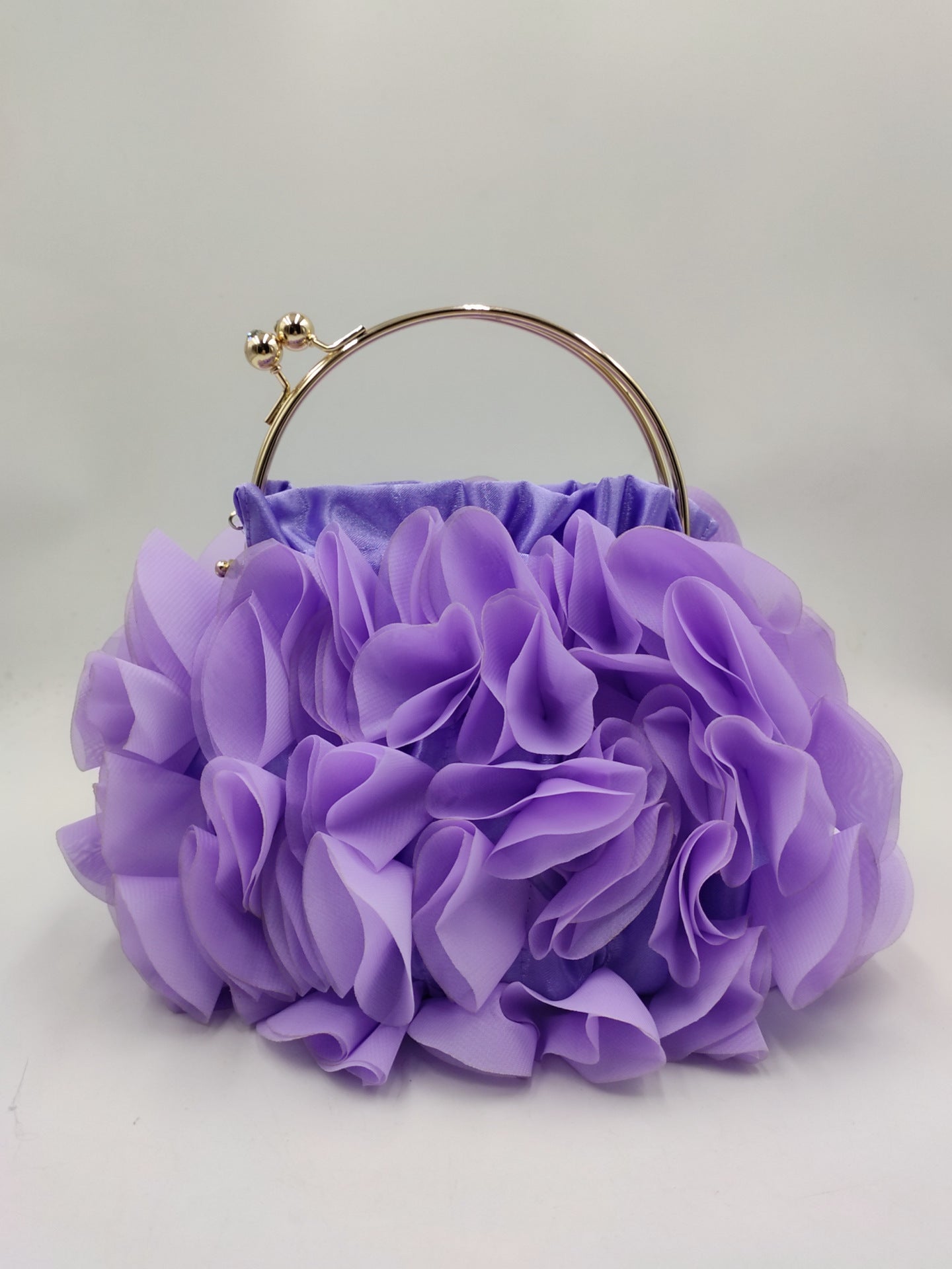 Women's Korean Satin Flower Clutch Dinner Bride Evening Bags