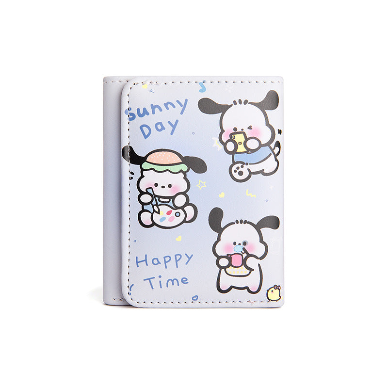 Mini Cute Integrated Large Capacity Cartoon Three-fold Swiping Coin Purses