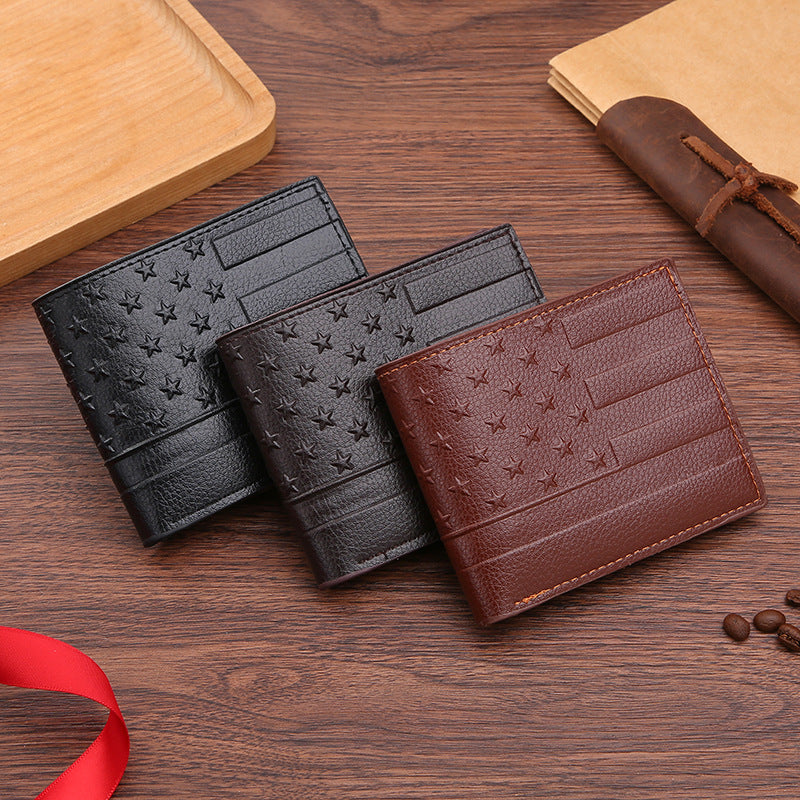 Men's Slots Creative Fashion Embossed Horizontal Short Men's Wallets