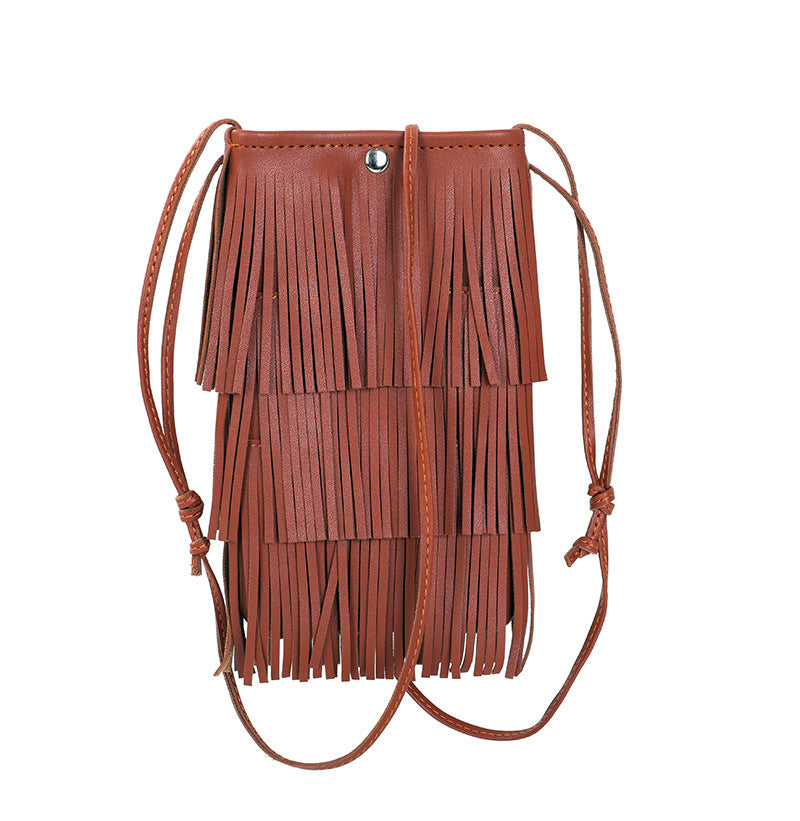 Women's Trendy Mobile Thin Tassel Soft Small Phone Bags