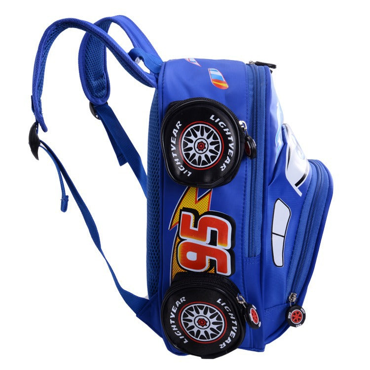 Children's Single Primary Cartoon Car Shape Three-dimensional Elementary School Students' Schoolbags