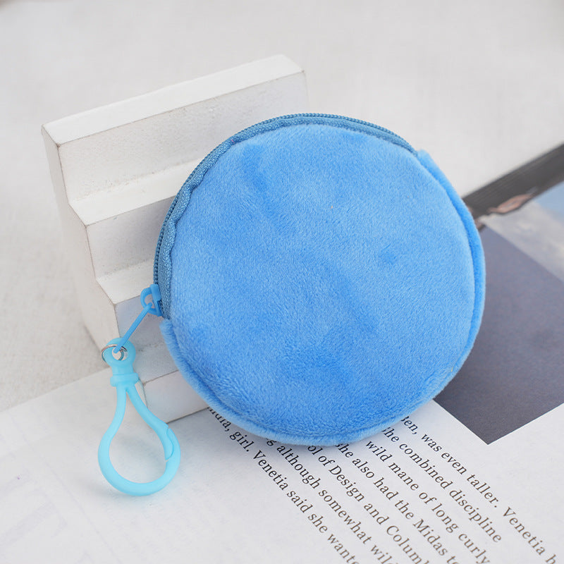 Porte-monnaie rond en peluche couleur bonbon pour femmes, joli certificat