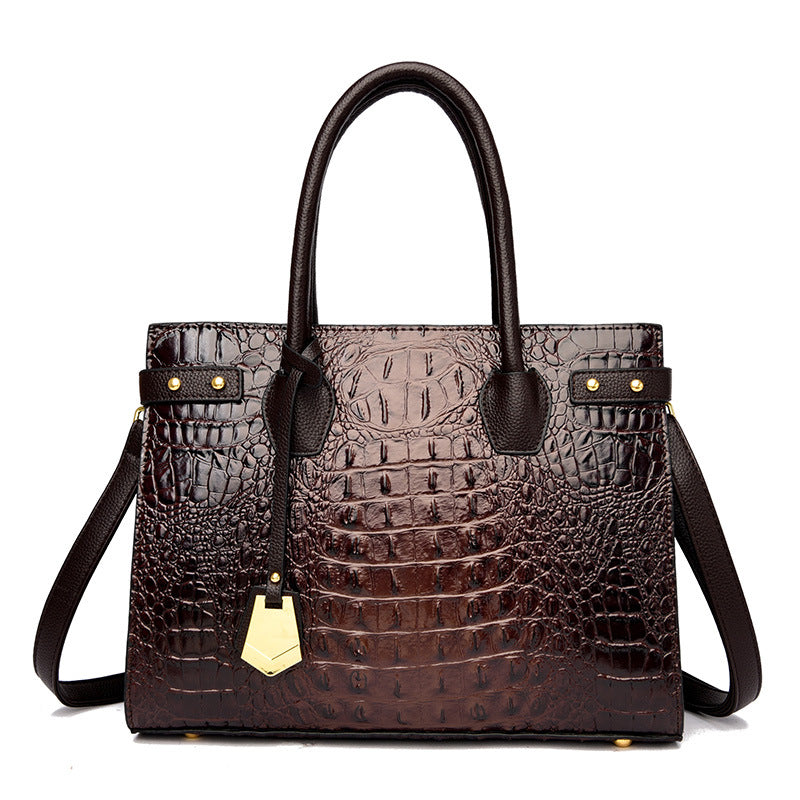 Women's Stylish Good Texture Four Crocodile Pattern Large Shoulder Bags