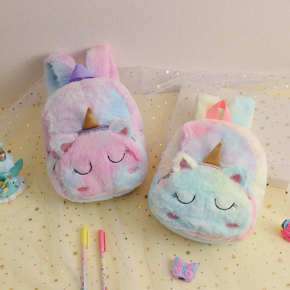 Sacs à dos pour enfants de grande capacité en peluche mignonne licorne de dessin animé pour enfants