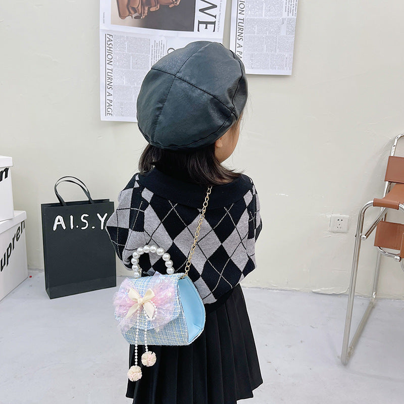 Children's Female Cute Cartoon Little Princess Pearl Children's Shoulder Bags