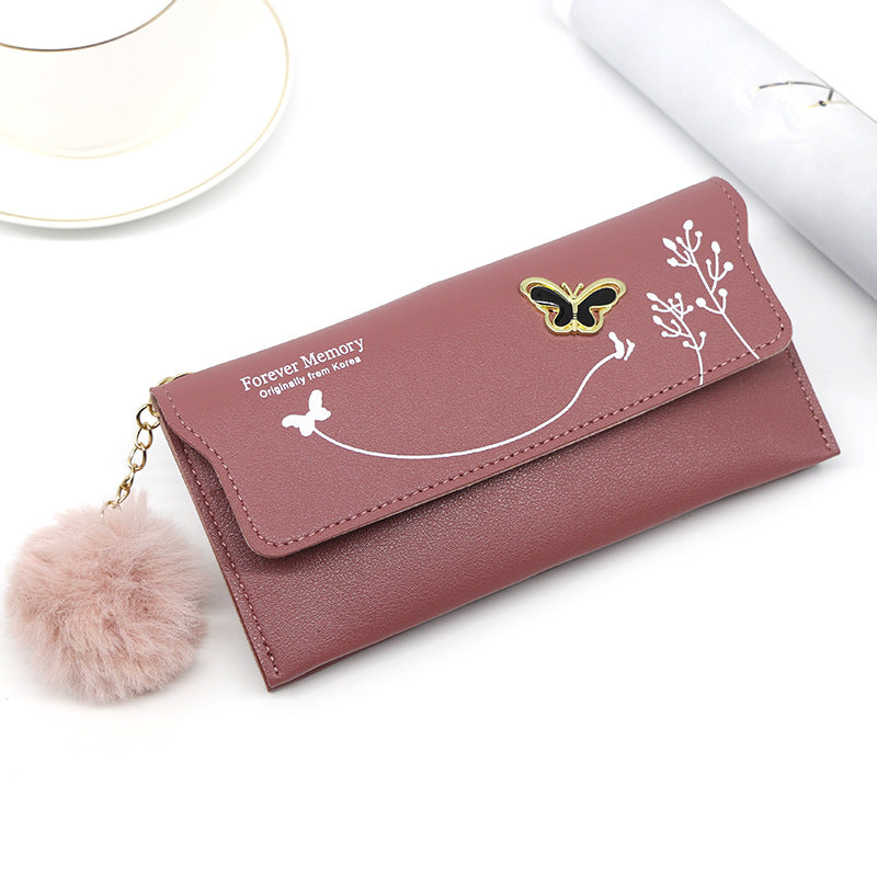 Women's Long Bow Solid Color Clutch Ladies Wallets