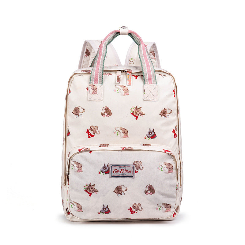 Women's British Style Retro Printed Waterproof Large Backpacks