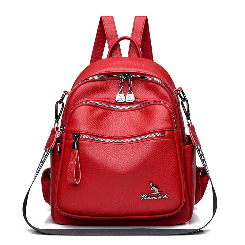 Women's Fashionable Soft Leather One Mom Large Backpacks