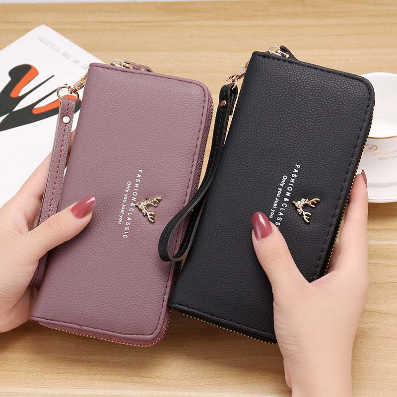 Women's Zipper Large Capacity Multiple Slots Lichee Ladies Wallets