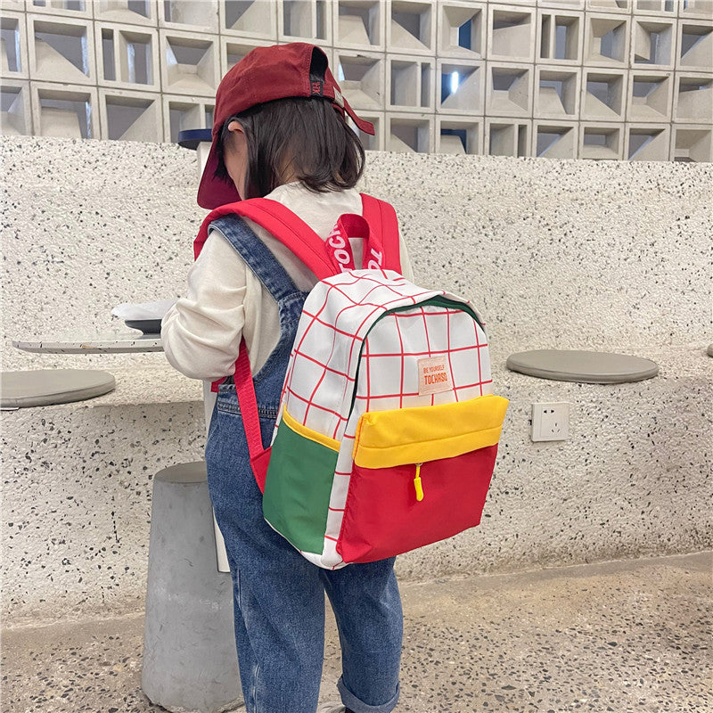 Toile de couleur contrastée pour enfants, sacs à dos pour garçons