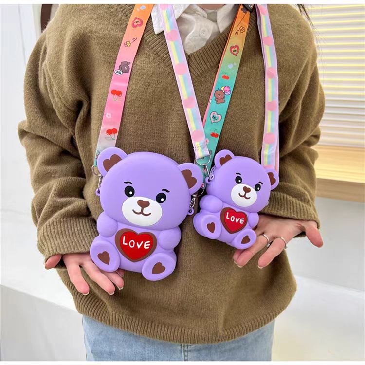 Women's Silicone Cartoon Change Cute Bear Decompression Coin Purses