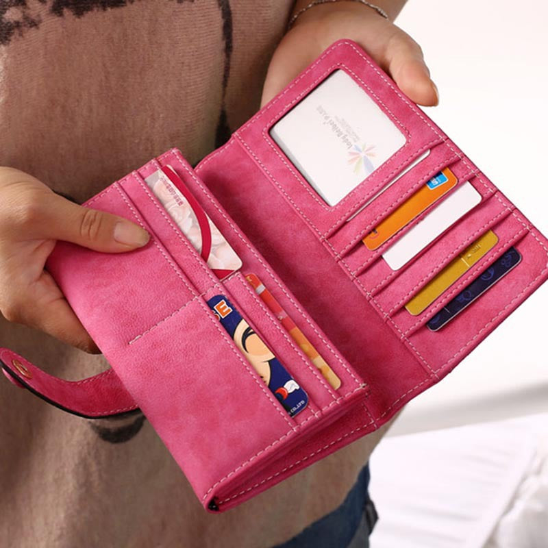 Women's Fashion Korean Style Retro Frosted Long Zipper Ladies Wallets