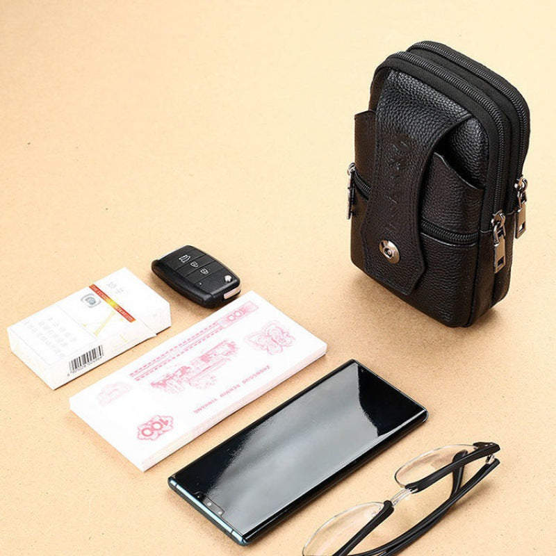 Men's First Layer Cowhide Mobile Authentic Leather Phone Bags