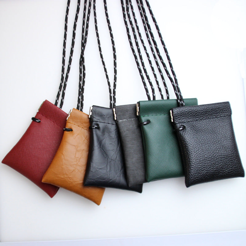 Women's & Men's & Halter Earphone Small Storage Leather Coin Purses