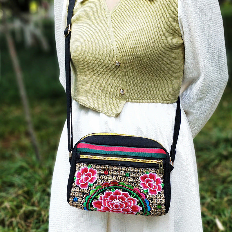 Women's Yunnan National Style Embroidered Canvas Versatile Crossbody Bags