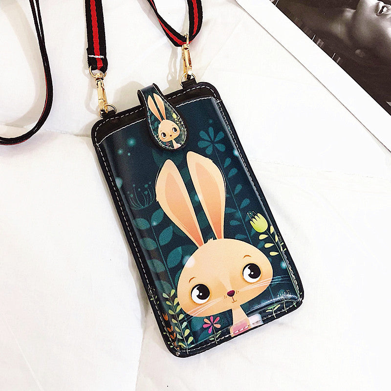 Women's Style Printed Cartoon Mobile Vertical Small Phone Bags