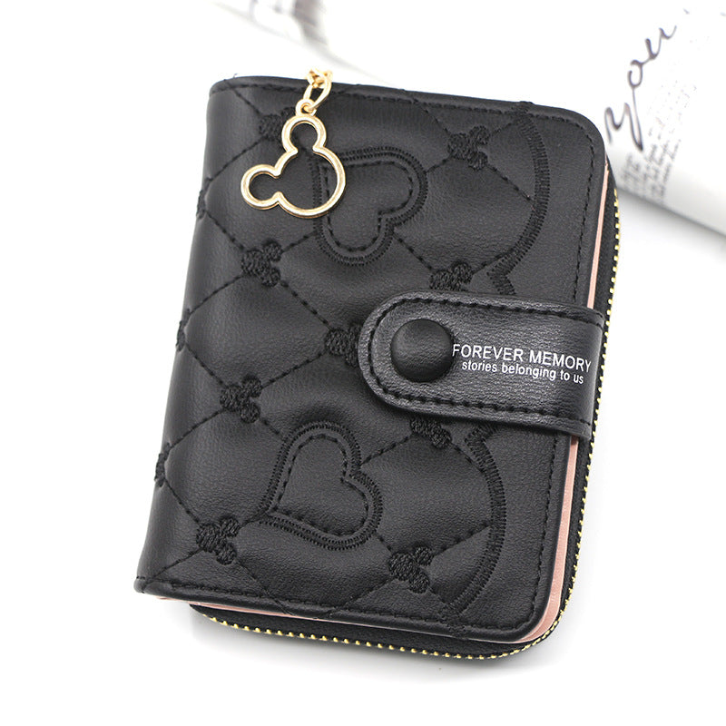 Women's Personalized Short Zipper Hasp Clutch Embroidered Purses