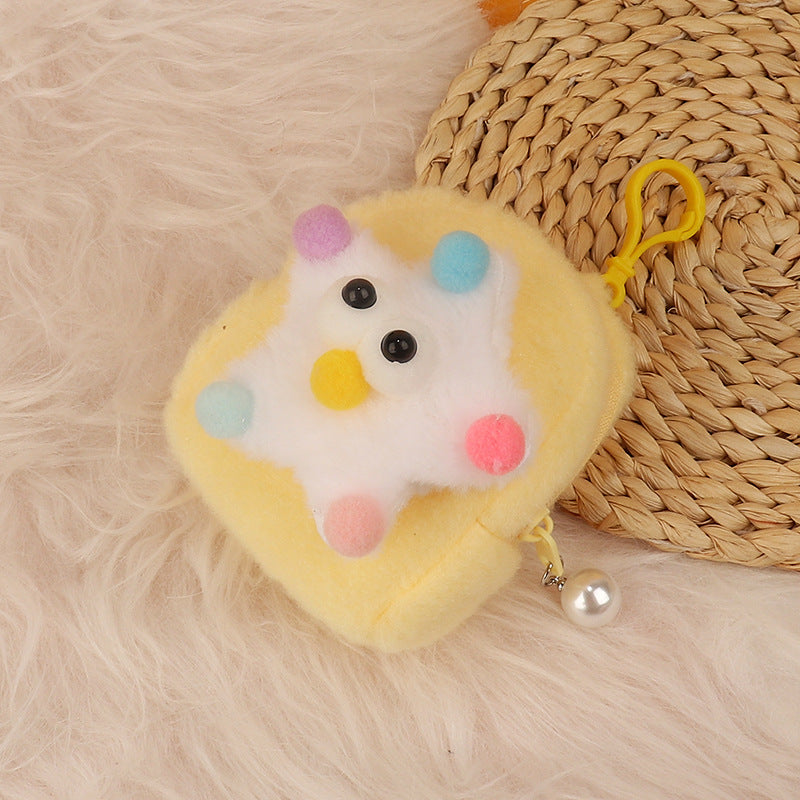 Cartoon Three-dimensional Plush Bag-shaped Love Heart Flowers Earphone Claw Coin Purses