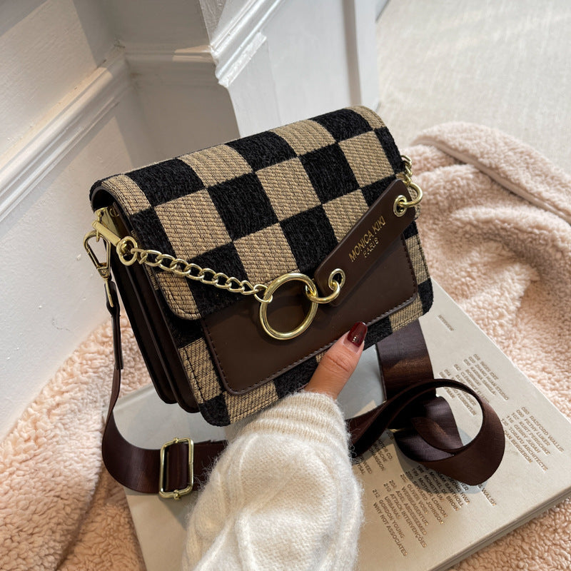 Women's High-grade Exquisite Fashion Chessboard Plaid Niche Shoulder Bags