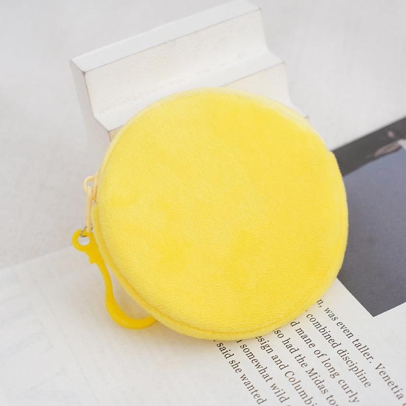 Women's Candy Color Plush Round Cute Certificate Coin Purses