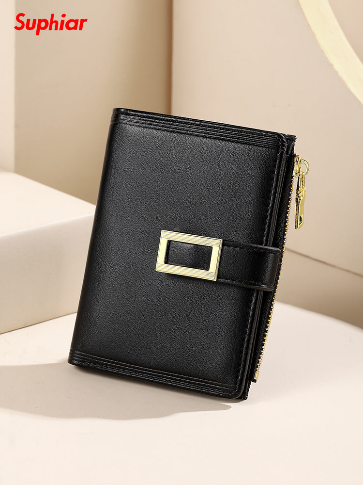 Women's Russian Solid Color Zipper Multifunctional Short Ladies Wallets