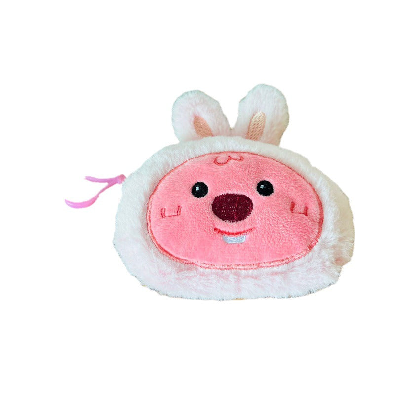 Cartoon Bunny Beaver Round Mini Ultra Coin Purses