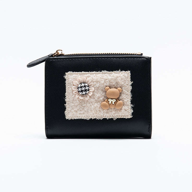 Women's Korean Style Short Cute Bear Zipper Ladies Wallets