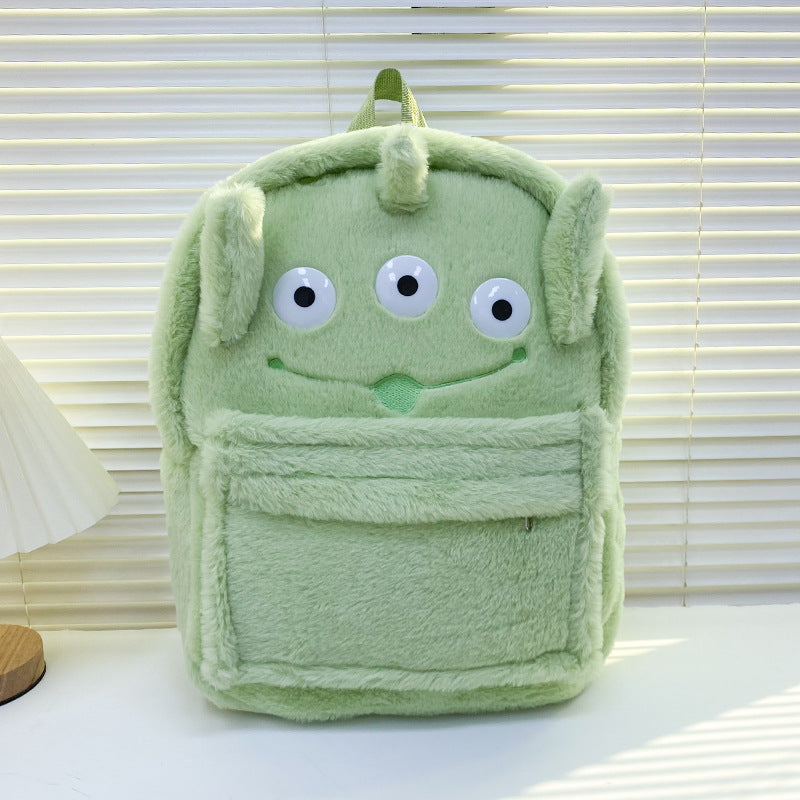 Cartoon Three-dimensional Strawberry Bear Cute Blue Wool Monster Large Children's Backpacks