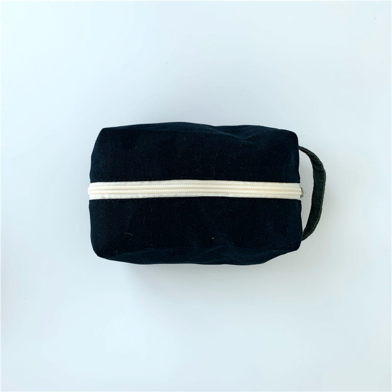 Large Canvas Contrast Color Cotton Solid Cosmetic Bags