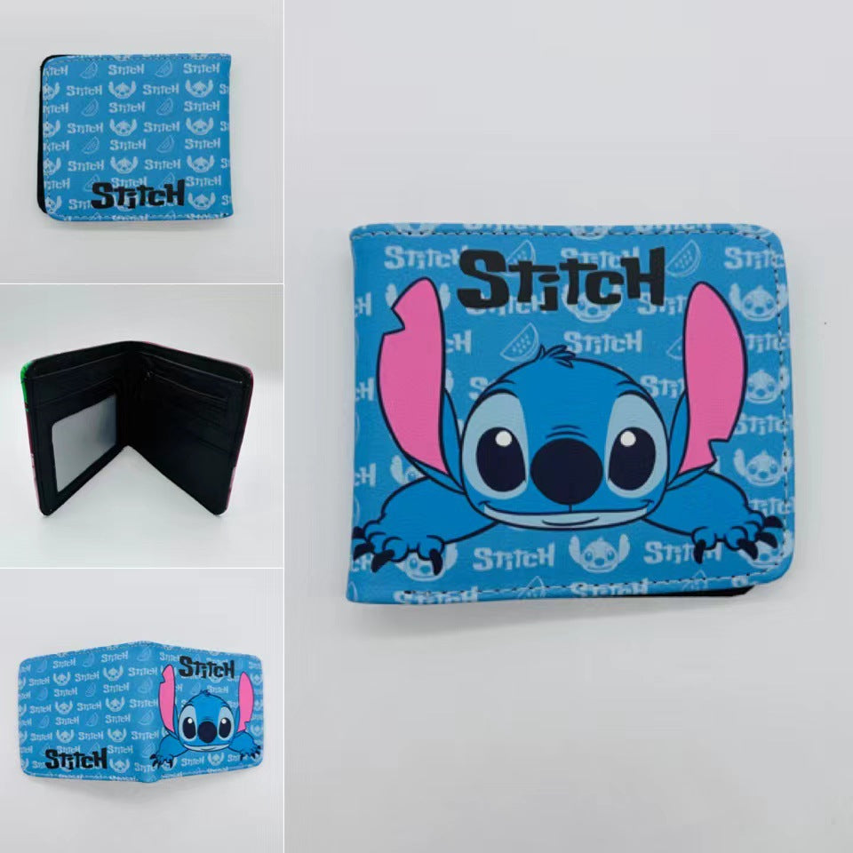 Cute Cartoon Stitch Short Anime Blue Long Coin Purses