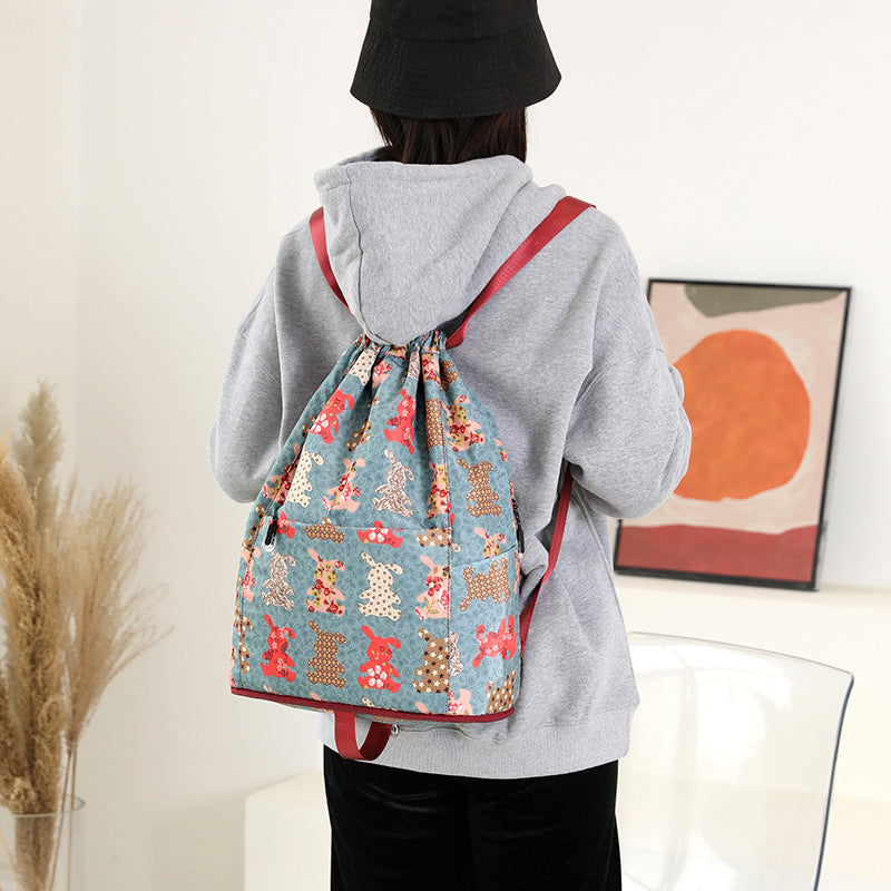 Printed Storage Fashion Drawstring Lightweight Large Travel Bags