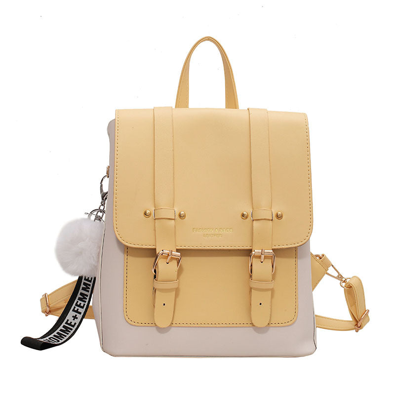 Women's Fashion Retro Contrast Color Korean College Backpacks