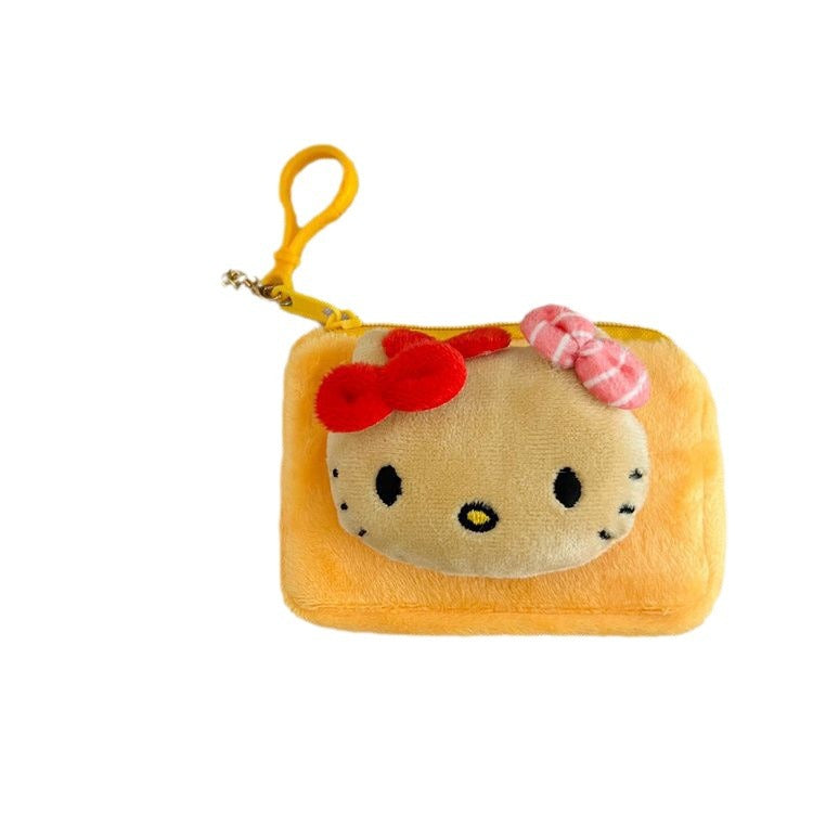 Porte-monnaie créatif en peluche chat hawaïen, pendentif de banque