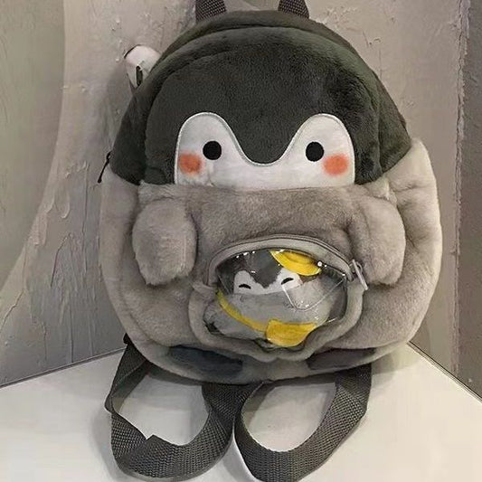 Sacs à dos en peluche de poupée mignonne de dessin animé de pingouin