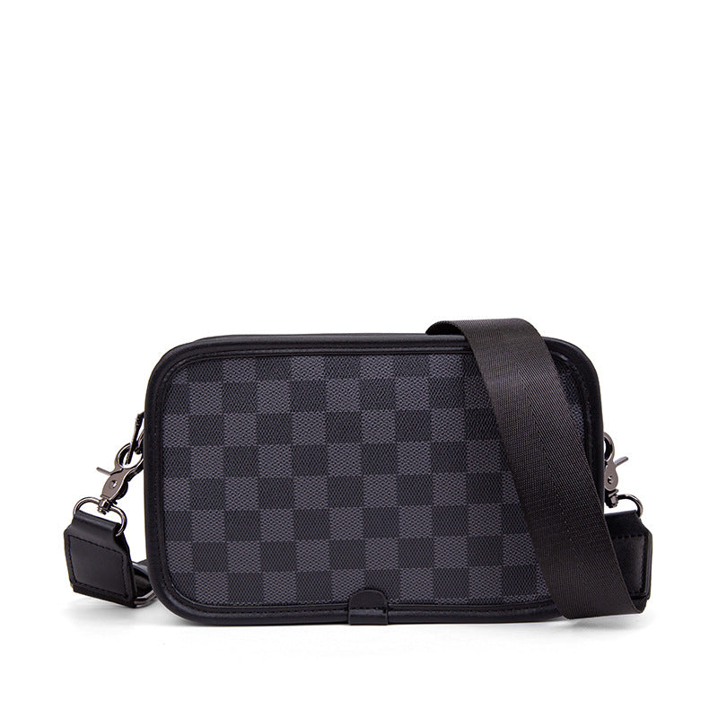 Men's Trendy Simple Small Square Horizontal Plaid Men's Messenger Bags