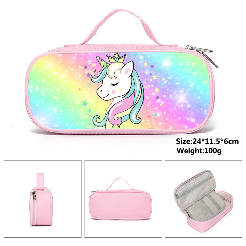 Children's Unicorn Pencil Cartoon Game Stationery Box Elementary School Students' Schoolbags