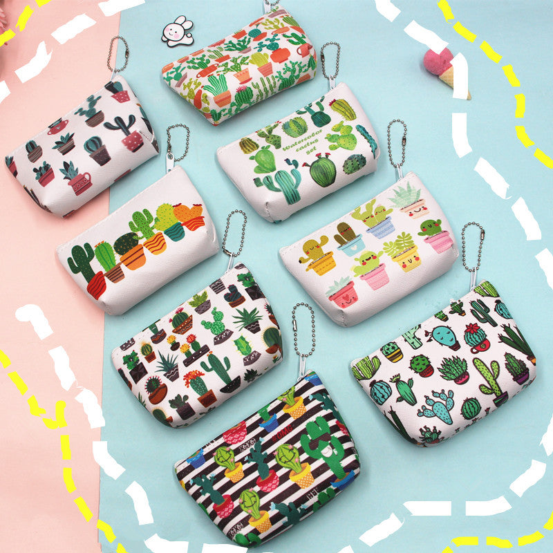 Pochettes de rangement de Cactus pour femmes, pochettes créatives de mode de dessin animé, porte-monnaie