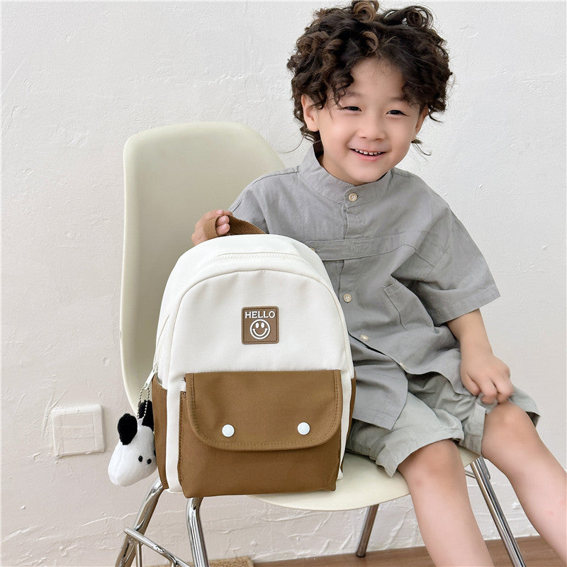 Children's Boys Fun Solid Color Double Stitching Kindergarten School Bags