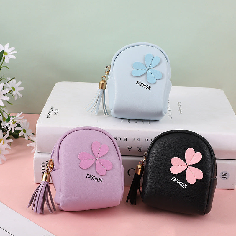 Simple Cute Leather Zipper Portable One Children's Coin Purse