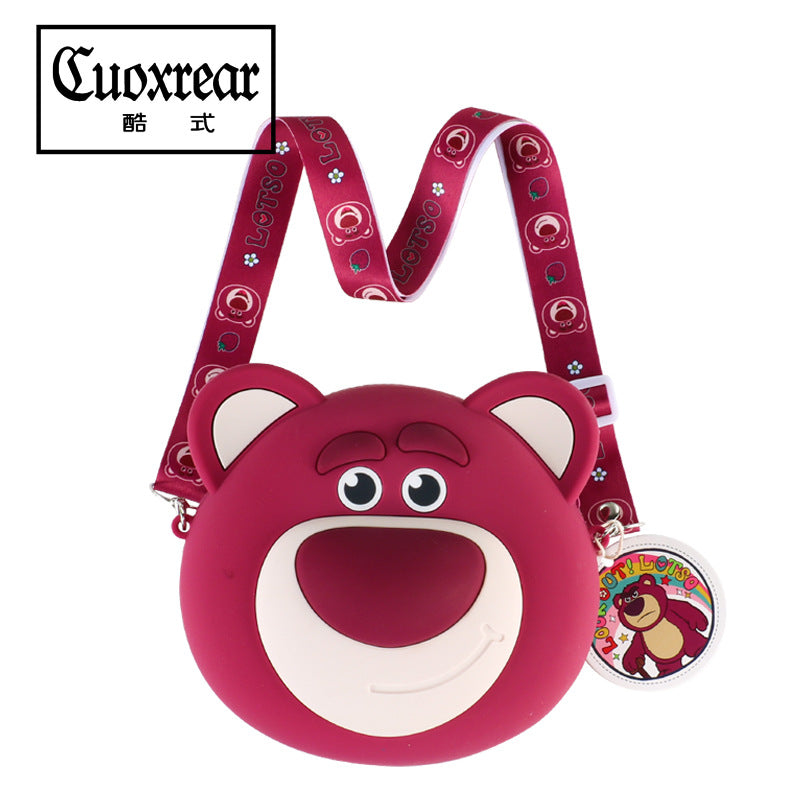 Children's Authorized Strawberry Bear Cartoon Silicone Mobile Phone Bags