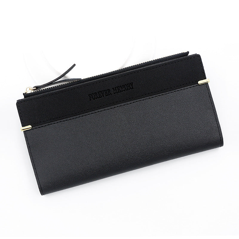 Women's Fashion Frosted Leather Patchwork Long Large Ladies Wallets