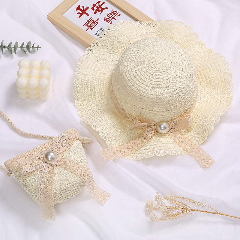 Children's Lace Bow Straw Woven Little Cute Bags