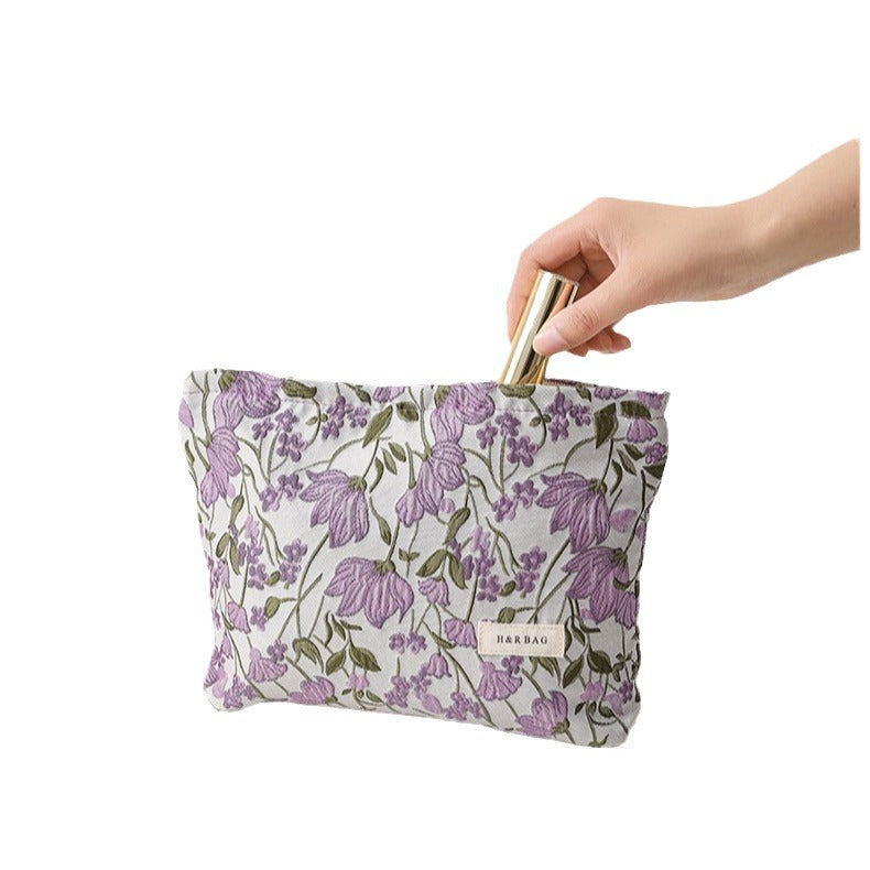 Sweet Potato Flower Yarn-dyed Portable Clutch Cosmetic Bags