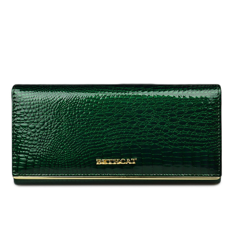 Women's Leather Patent Crocodile Pattern Clutch Russia Ladies Wallets