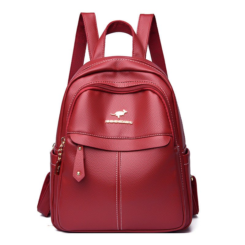 Women's Leather Tactile Feel Female Fashionable Large Capacity Backpacks