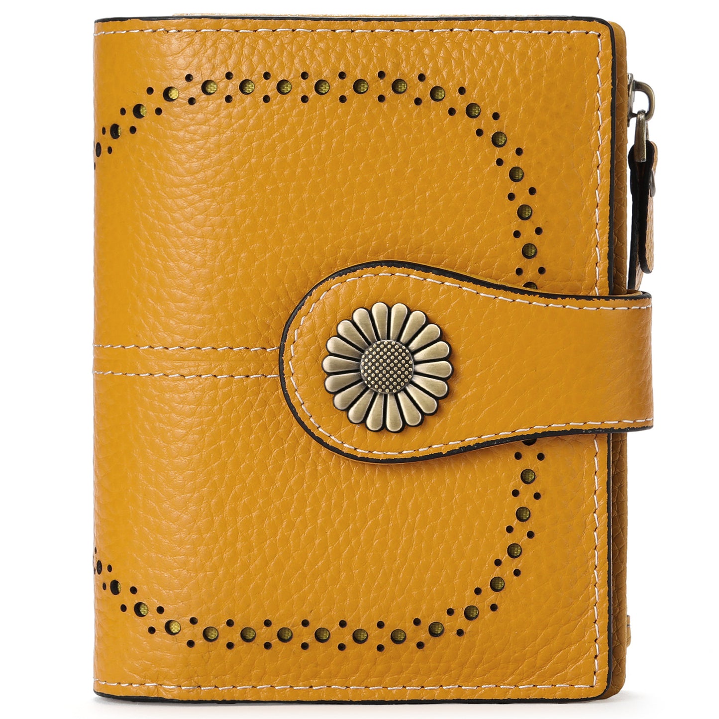 Women's Short Oil Wax Leather Zipper Ladies Wallets