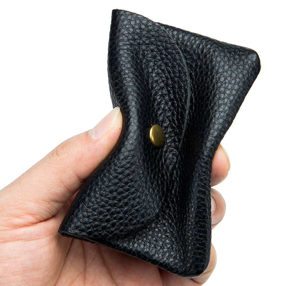 Men's Simple First Layer Cowhide Document Small Coin Purses