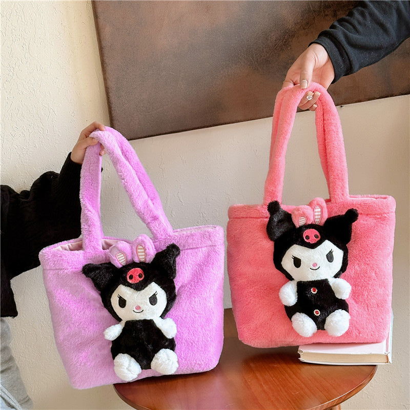 Winter Plush Cartoon Clow Hand Gift Handbags